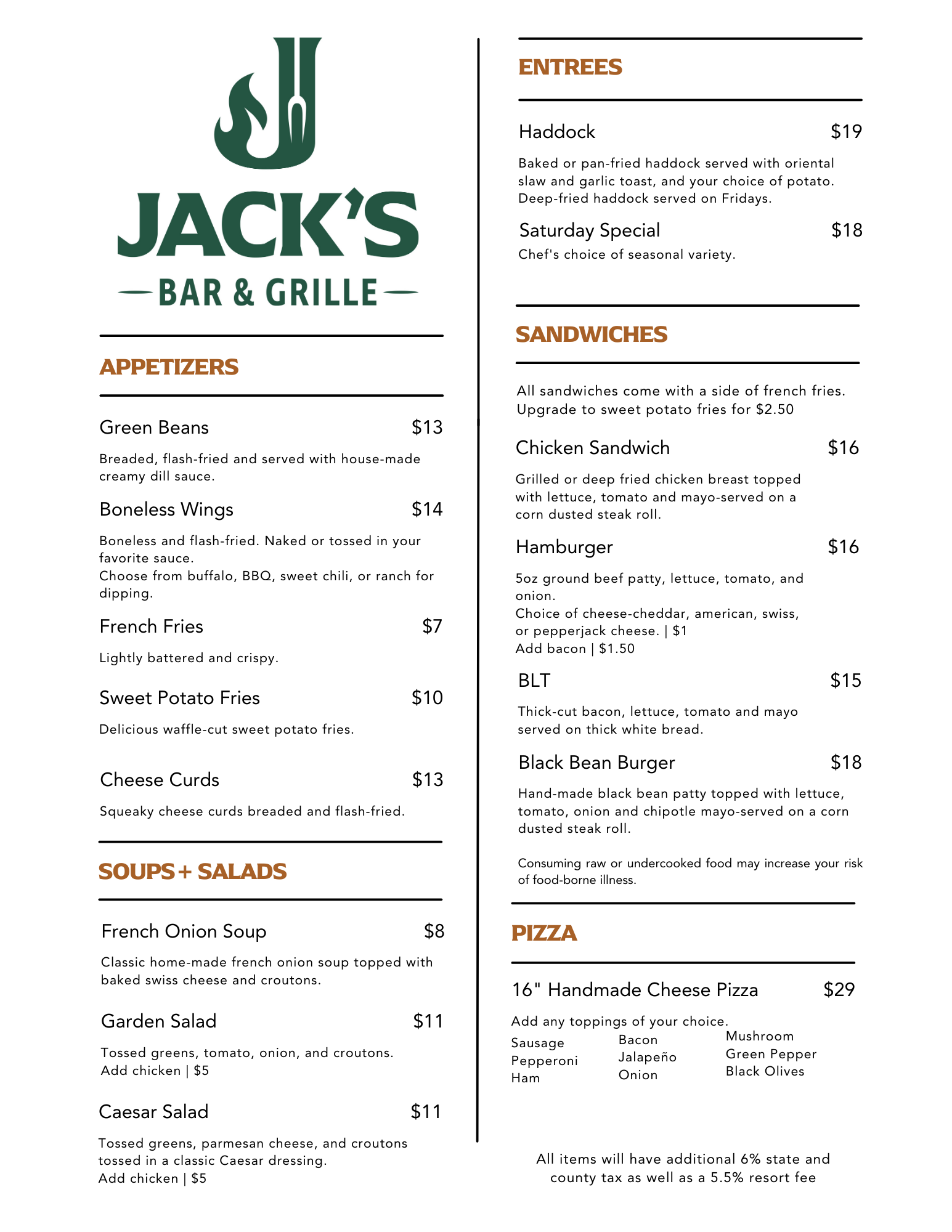 Jack's Bar + Grille Snowriver Mountain Resort